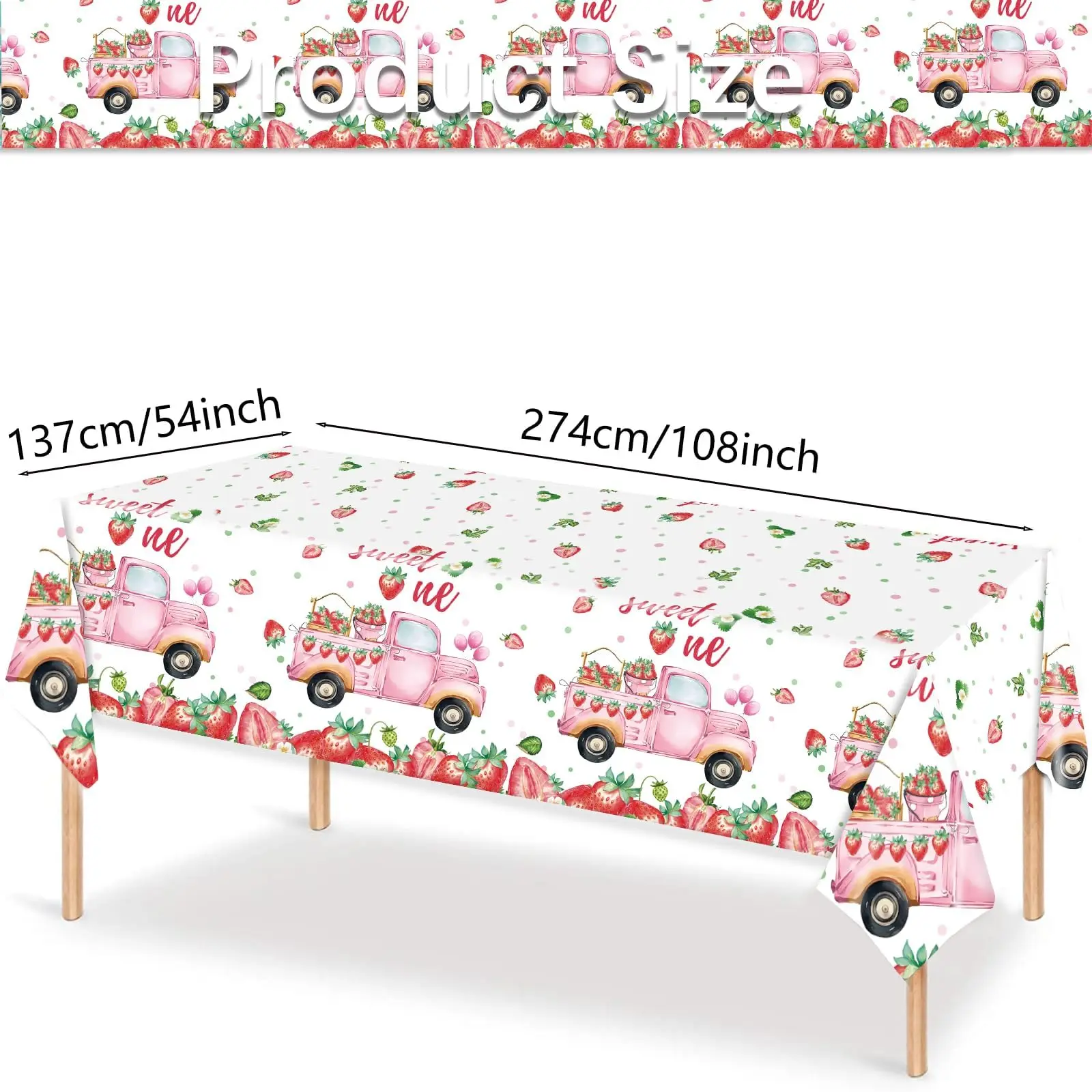 Strawberry Tablecloth Disposable Plastic Table Cover Girls Sweet One Birthday Berry Sweet Baby Shower Party Supply Decoration