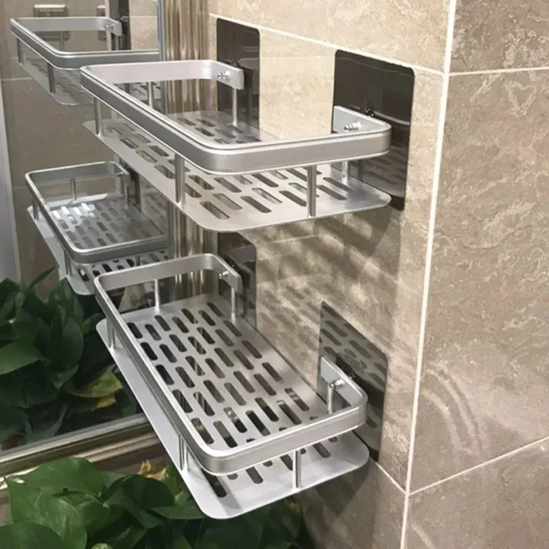 Wall Mounted Rectangular Rack Wall Mounted Shower Shampoo Rack No Drill Rack Tripod Bathroom Rack Towel Rack