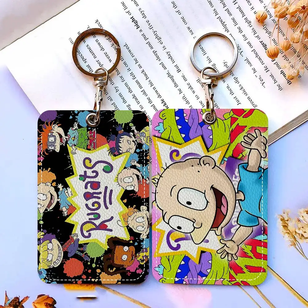 Classic Children Animation R-Rugrats Style PU Access Card Holder With Keychain - Executive Protection For Bank Card Subway Bus