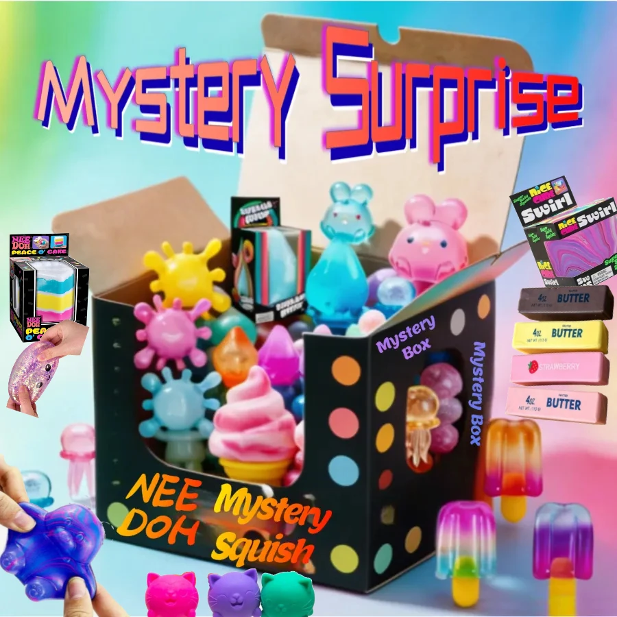 

New Model NeEDoh Surprise Box - Assorted Stress Relief Squeeze Toys, Fidget Squishy Balls & Jellyfish Toys, Anxiety Relief Sensory Toys For Kids Adults, Mystery Blind Box Gift