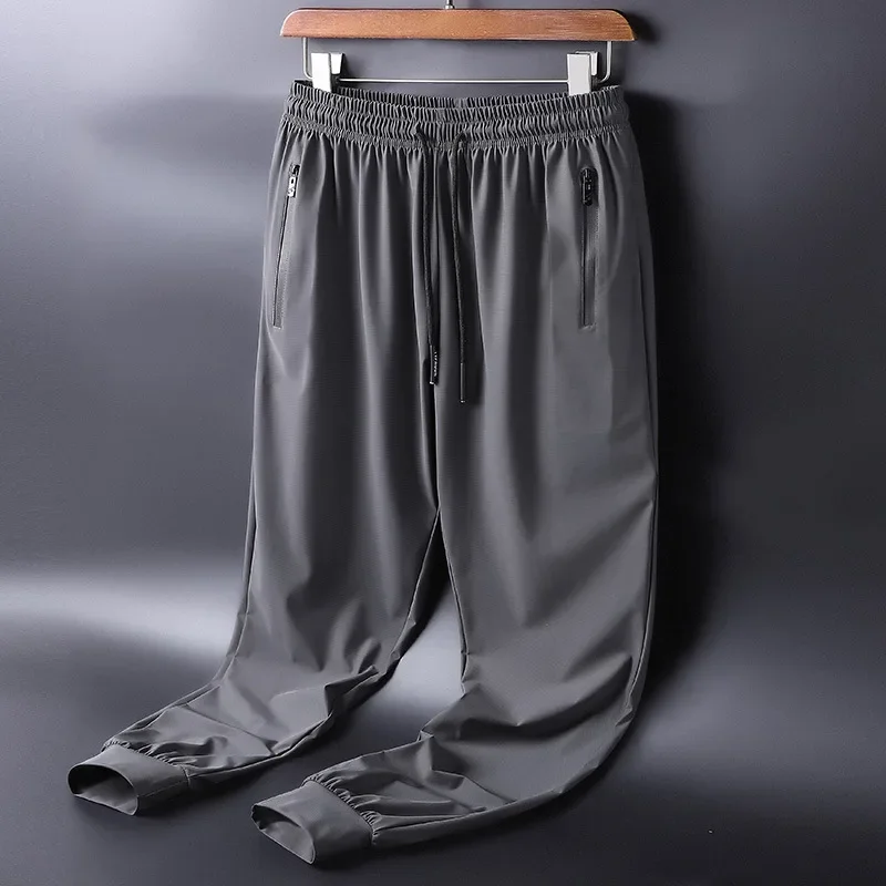 

Korean Ice Silk Pants Men's Summer Thin Casual Pants Men's Quick Dry Summer Men's Straight Leg Loose Leg Tracksuit Pants M-8XL
