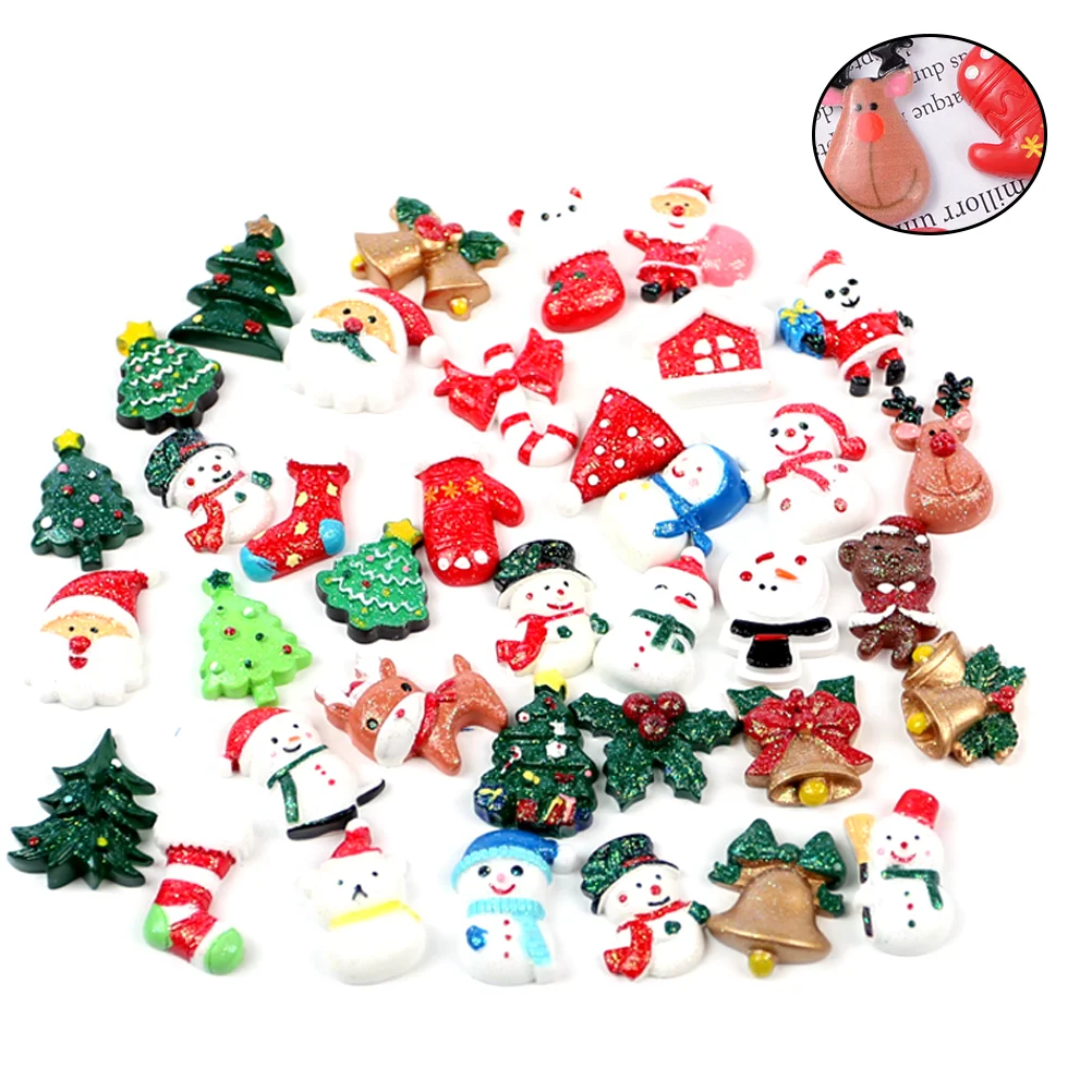 

50 Pcs School Items DIY Jewelry Phone Case Accessories Christmas Miniatures for Crafts