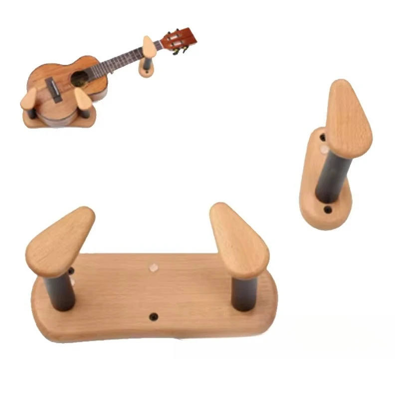 Wall Mount Guitar Hanger Hook Solid Beech Wood Split Type Horizontal Guitar Holder Bracket for Bass Ukulele Violin Stand