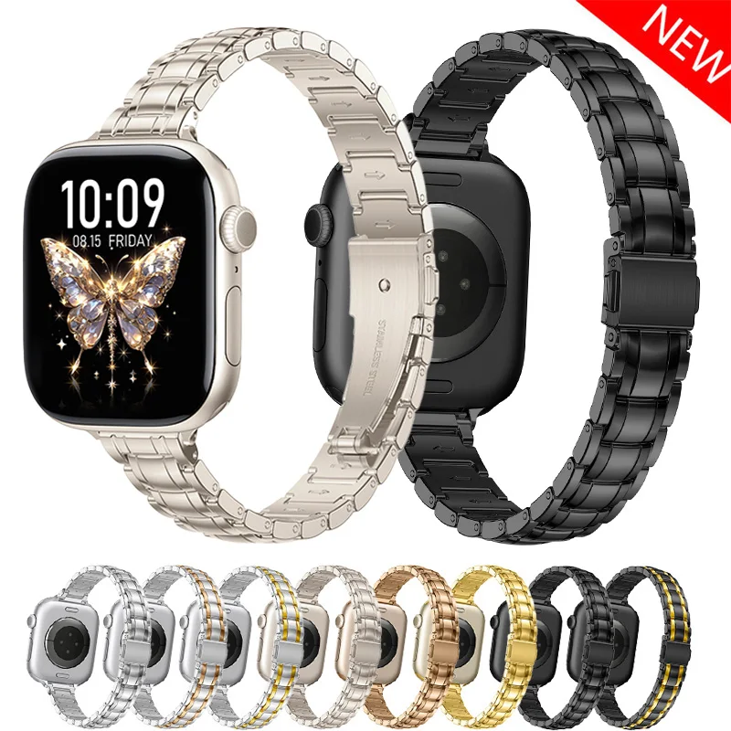 Schlankes Edelstahl-Armband für Apple Watch, 40 mm, 44 mm, 46 mm, 49 mm, 38 mm, 41 42, 45 mm, Metallarmband, iWatch-Serie 10 9 se Ultra2-Armband