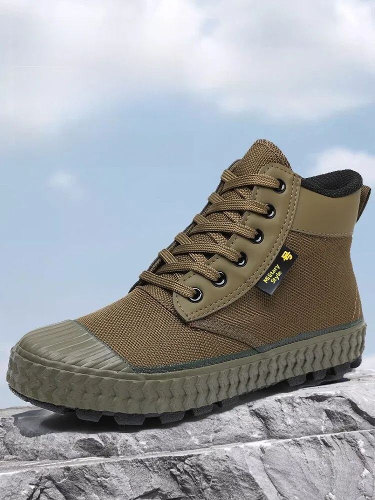 

High-Top Wear-Resistant Anti-Slip Labor Protection oes Outdoor Sports Training Construction Site Work Boots Breathable Canv...