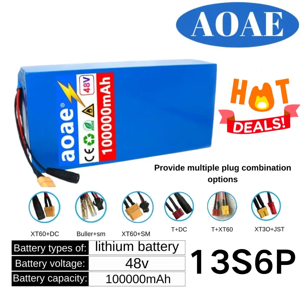 

48V 100ah 13s6p Lithium Battery Pack 48v 100000mAh 250W-2000W Citycoco Motorized Scooter Batteries Built in 50A BMS