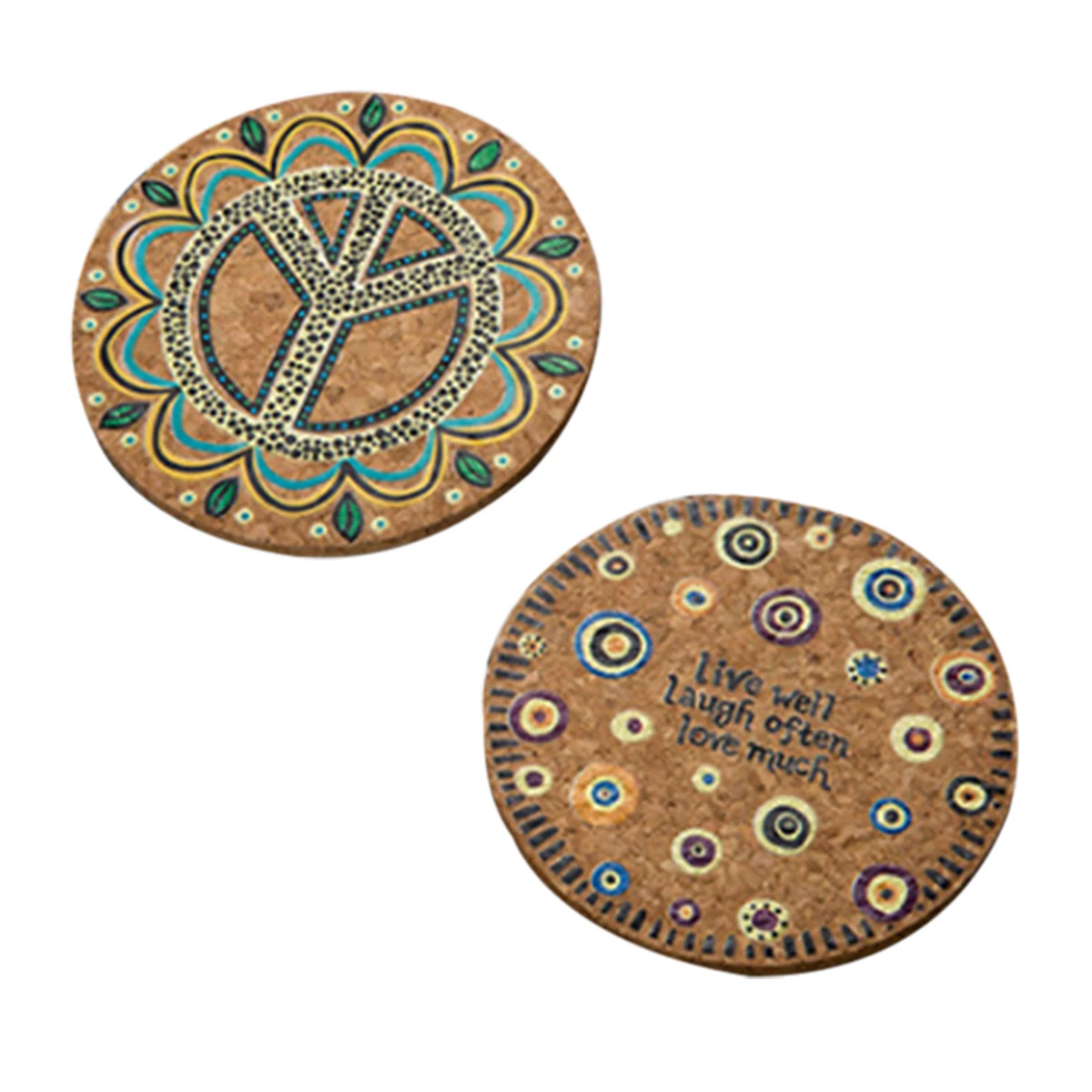 

1 pc Round Natural Cork Coasters Heat Resistant Patterned Mats Tabletop Protection Drink Coasters For Kitchen Wedding Party