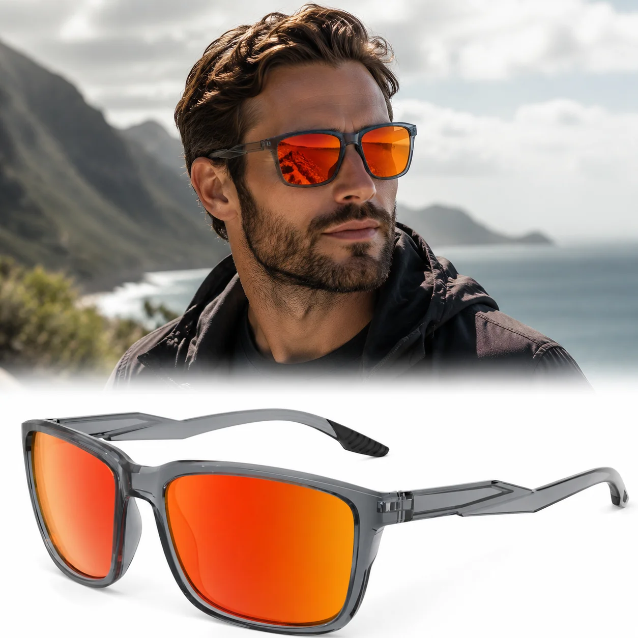 

Polarized TR90 Sports Sunglasses UV400 Anti-Glare for Surfing Beach Hiking Fishing Cycling Driving Outdoor Activities