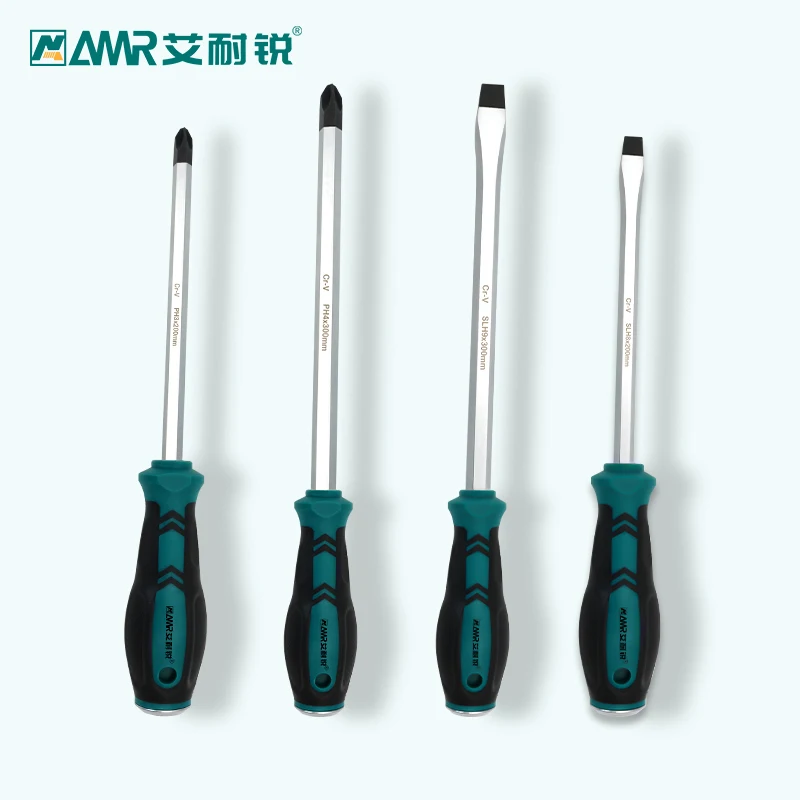 AMR 1pcs Phillip Screwdriver With Magnetism Slotted Screwdrivers 58HRC Chrome Vanadium Steel with Tap Function