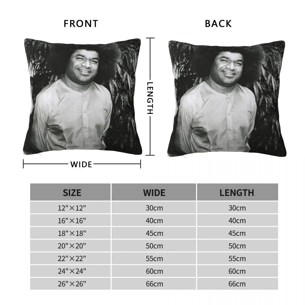 Sathya Sai Baba Standing Pillowcase Polyester Linen Velvet Pattern Zip Decorative Pillow Case Home Cushion Cover