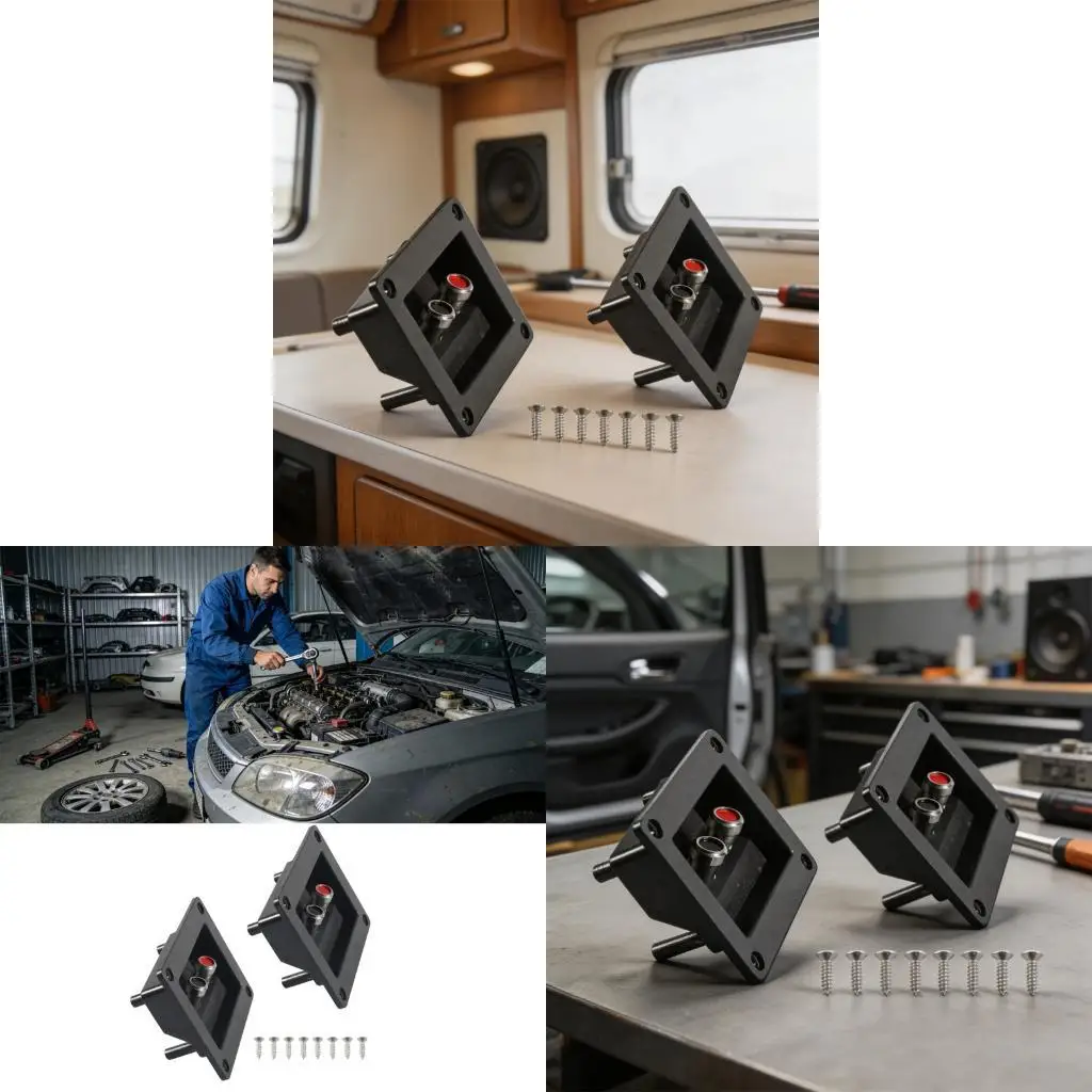 

Plastic Metal Speaker Wire Connector Box Set of 2 Square Speaker Terminal Cup for Vehicle RVs Stereo System Quick X37F