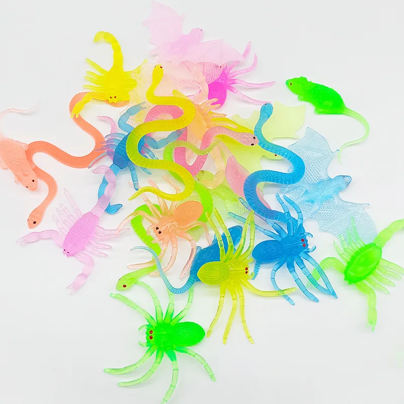 10PCS Plastic Spiders Simulation Animal Realistic Fake Snake, Rat, Scorpion Mini Small Bat Toys Halloween Prank Spoof Props