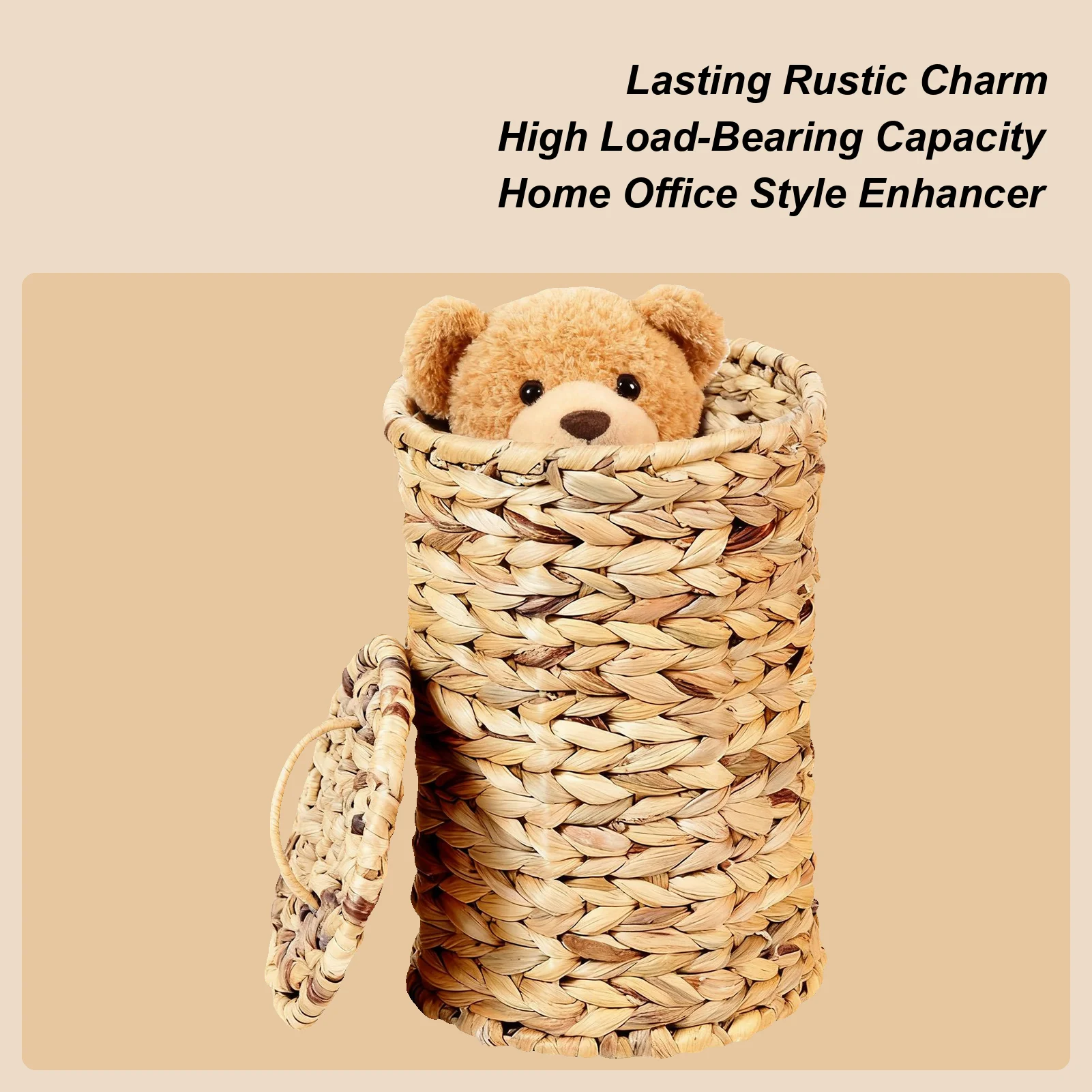 Decorative Trash Can Gourd Grass Rustic With Lid Decorative Garbage Can With Lid For Kitchen Bedroom Bathroom Living Room