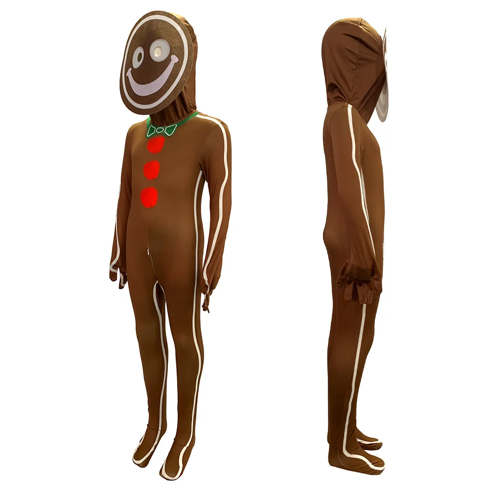 Hot Selling Set Christmas Tight Jumpsuit Cosplay Costume Halloween Cos Gingerbread Man