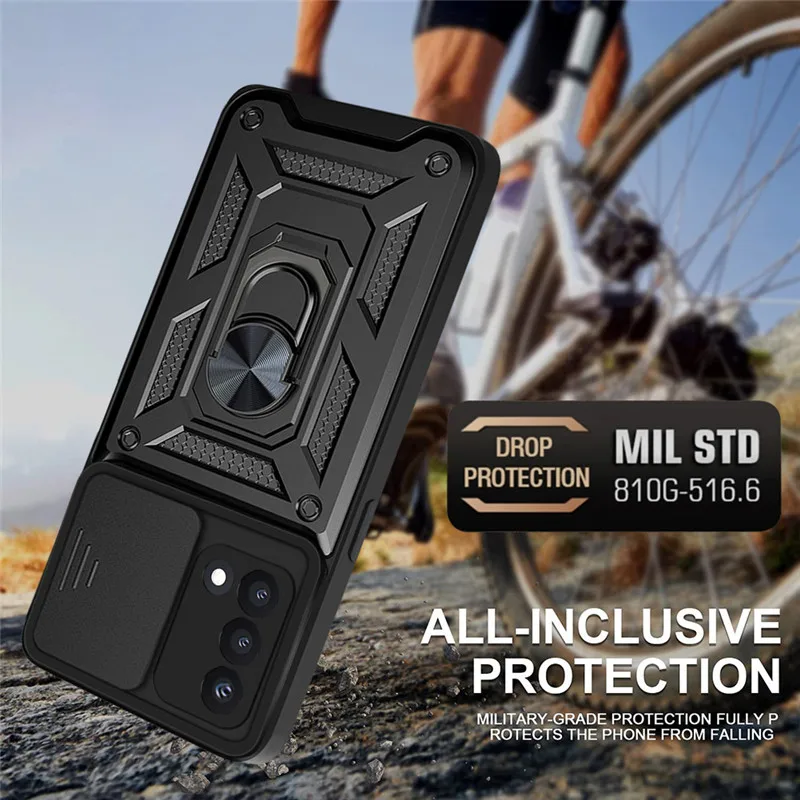 Shockproof Armor Case For OPPO A54 A74 4G Car Holder Phone Cover For OPPO A54 A74 A93 5G Slide window Camera Protection Fundas