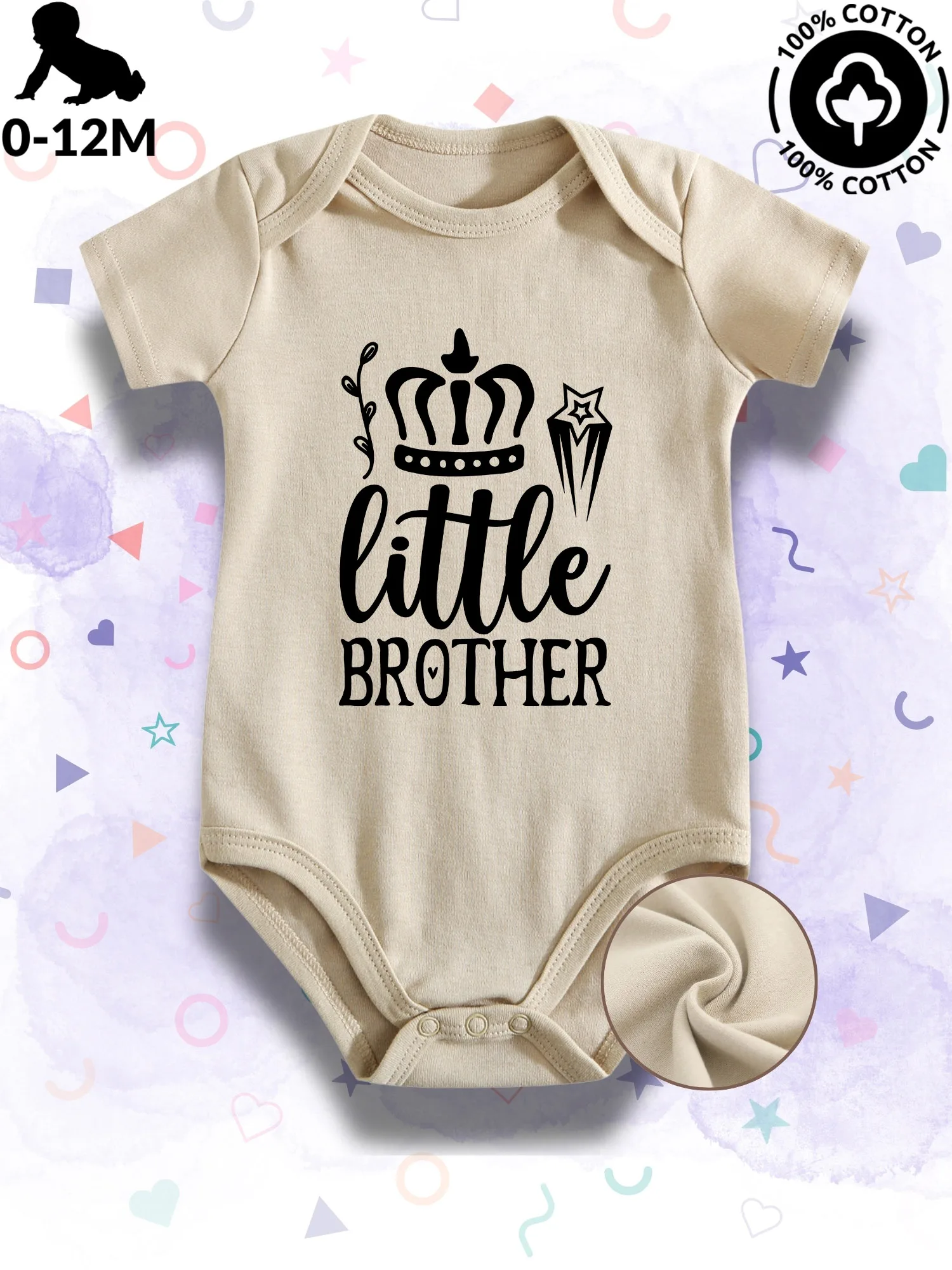 

Детский комбинезон-боди Little Brother унисекс, 100% хлопок, мягкий, всесезонный, бежевый, для ползания, 190 г/м²