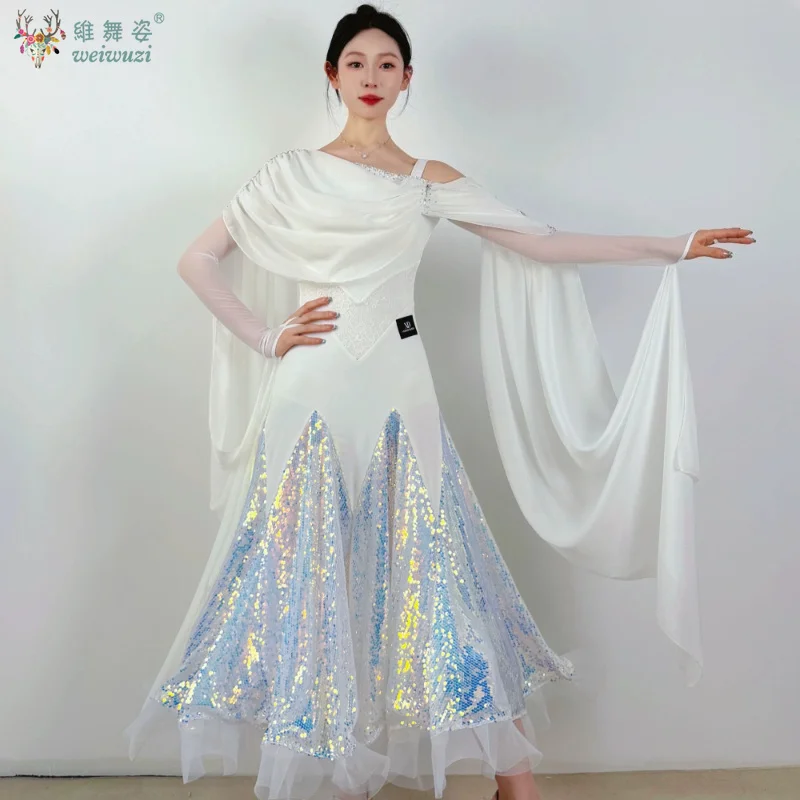 High Quality Modern Dance Flash Diamond Professional Competition Dresses Waltz Foxtrot Art Examination Ballroom Dancing Clothing