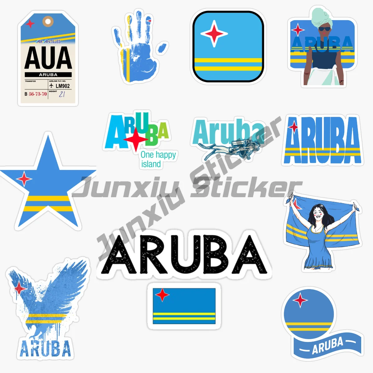 

ARUBA Netherlands Island Flag National Emblem Located in The Caribbean Car Sticker Fashion Motorcycle Car Style Protective Cover