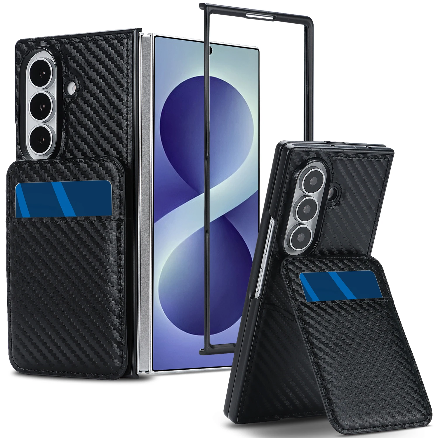 Shockproof Leather Flip Card Holder Slot Wallet Case For Samsung Galaxy Z Fold 8 Ultra, Slim Kickstand Matte Phone Cover Funda