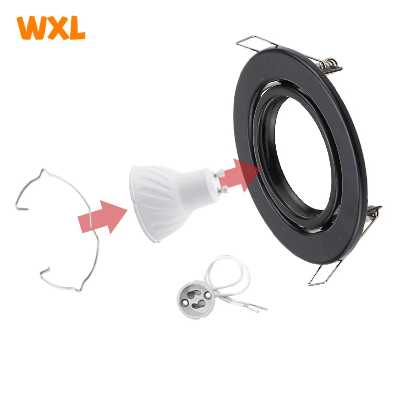 White/Black LED Spotlights Frame Adjustable Downlight led HoldersCutout 70mm for MR16 GU10 Bulb Holder Recessed LED Spot light