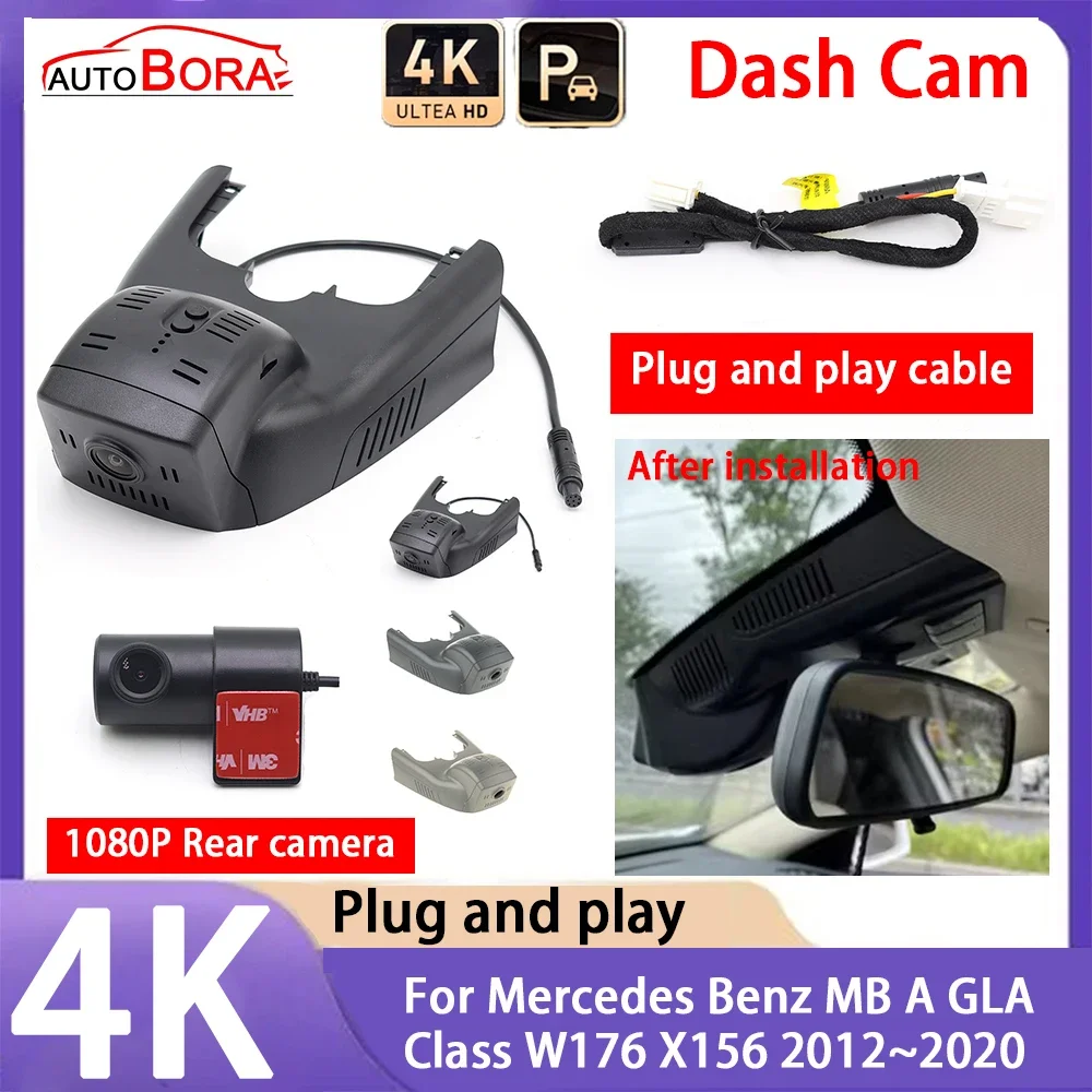 

AutoBora 4K 2160P Plug and Play UHD Car Dash Cam Camera Night Vision for Mercedes Benz MB A GLA Class W176 X156 2012~2020