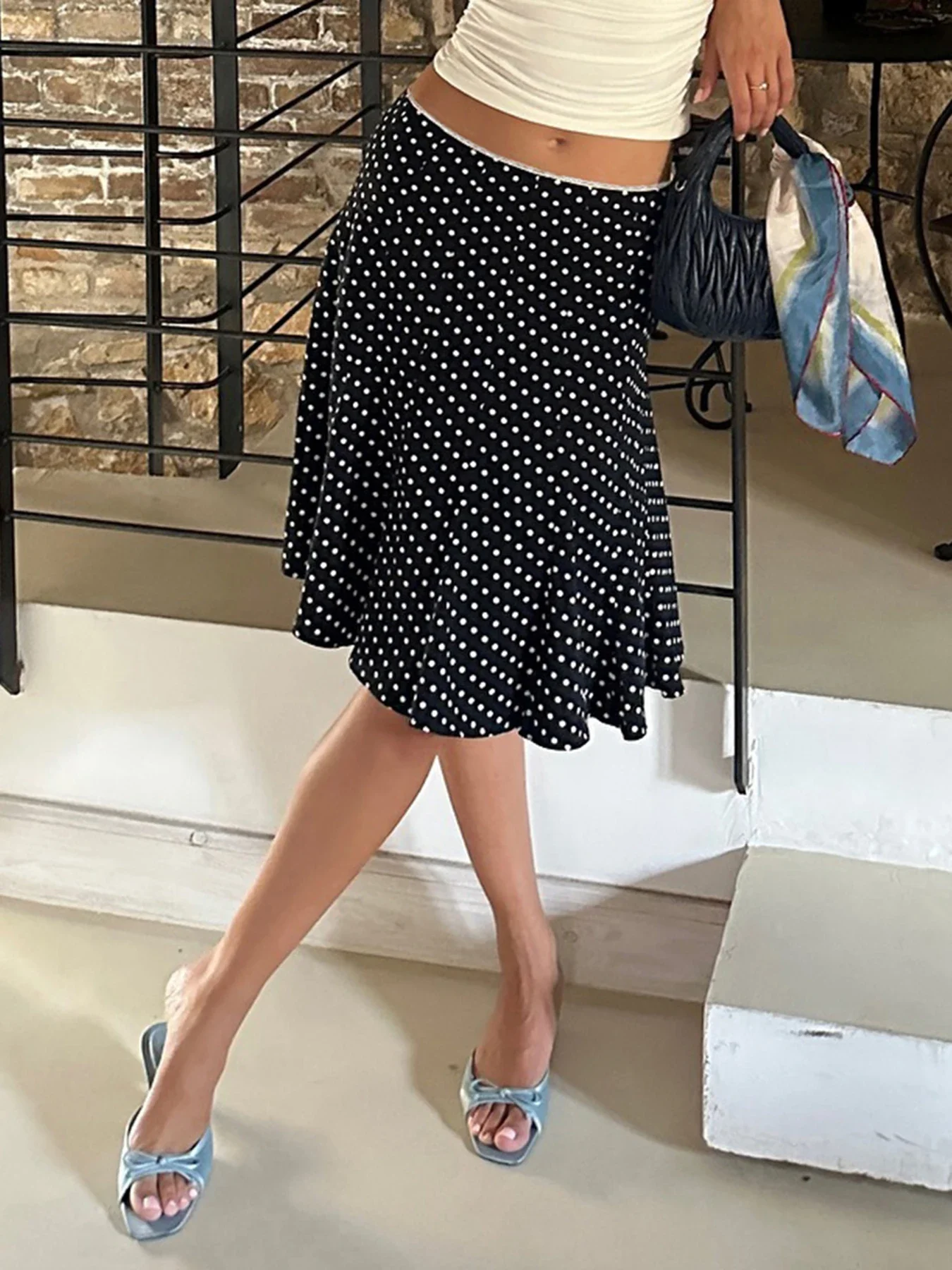 Polka Dot Slim Fashion Midi Skirts Vintage Chic Retro Sexy Classic Casual Basic Bottoms Streetwear Baggy Clothes