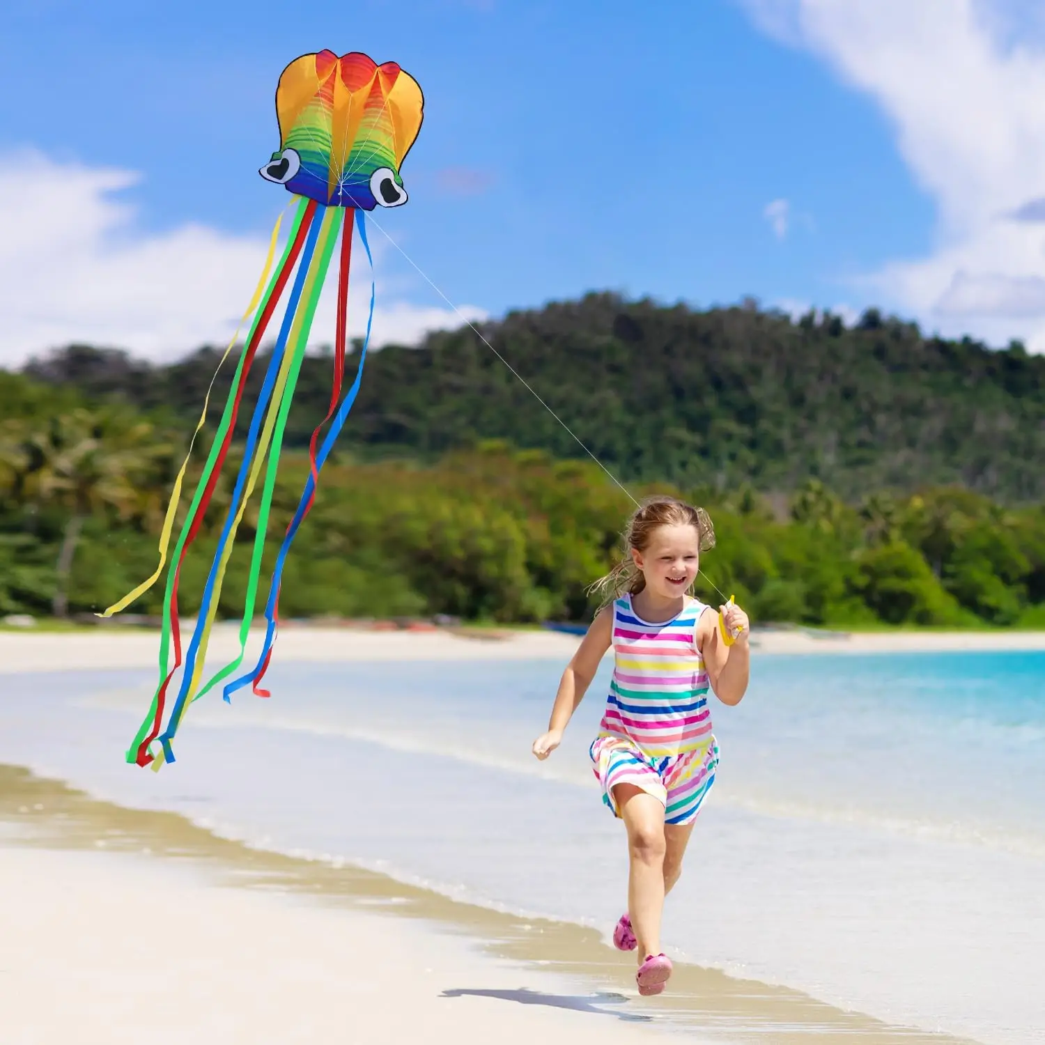 

Octopus Kites Easy to Fly Beach Kites for Beginners or Adults,No String Long Tail Large Kite for Outdoor Family Games Toys 4m