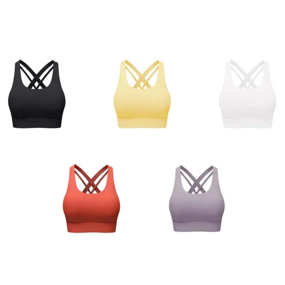 Comodo abbigliamento attivo Reggiseno sportivo per yoga Coppa fissa Intimo fitness senza cuciture Canotte che assorbono il sudore Reggiseno da allenamento per donna Lady