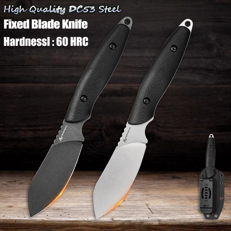 High Quality DC53 Steel Blade Knife G10 Handle Men's Pocket Knife Sharp Fixed Blade Camping Outdoor Cutting Hunting EDCToolKnife