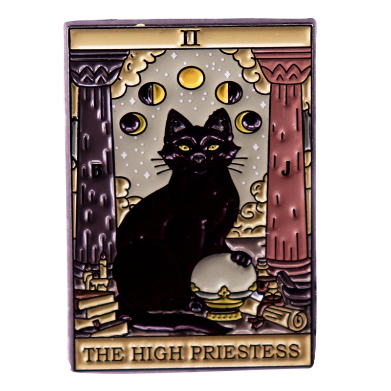

A3277 Cartoon The high priestess black cat Tarot Lapel Pins for Backpack Brooch on Clothes Enamel Pin Badges Fashion Jewelry