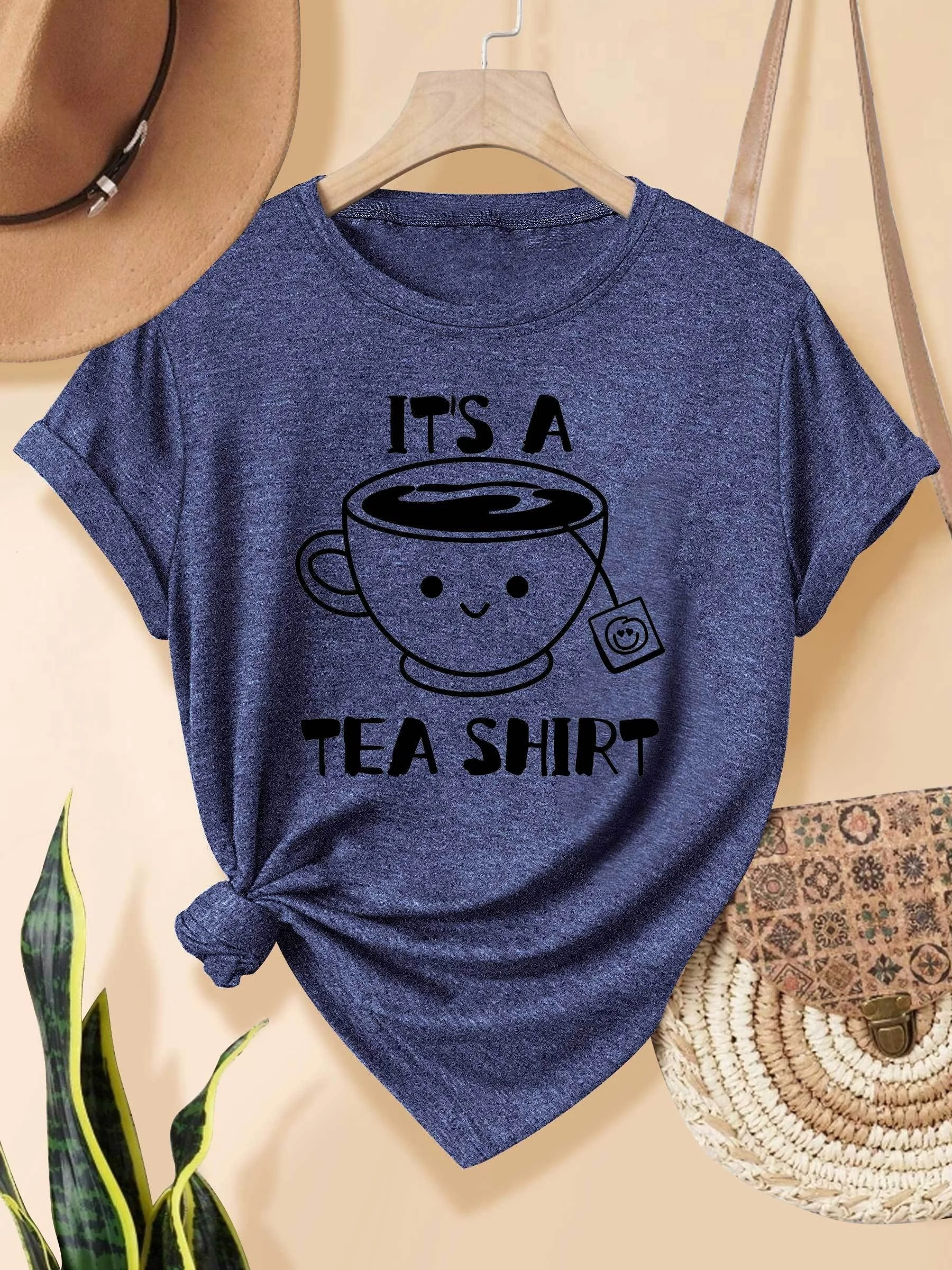 It's A Tea Shirt Women's Tee - Cute Pun Graphic, Casual Purple Top