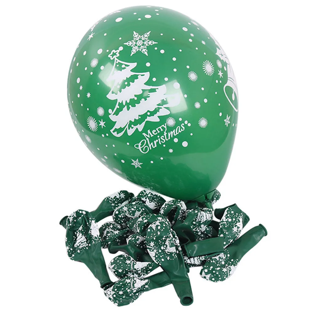 

100pcs 10 Inches Christmas Decorative Balloons Santa Claus Printed Premium Latex Party Supplies Green Reusable Balloons For