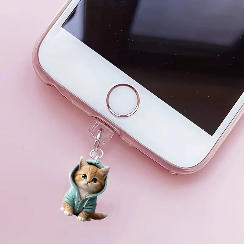 

Cute Cartoon Cat Mobile Phone Anti Dust Cap Charge Port Plug For IPhone Huawei OnePlus Type C Dust Protection Stopper Accessorie
