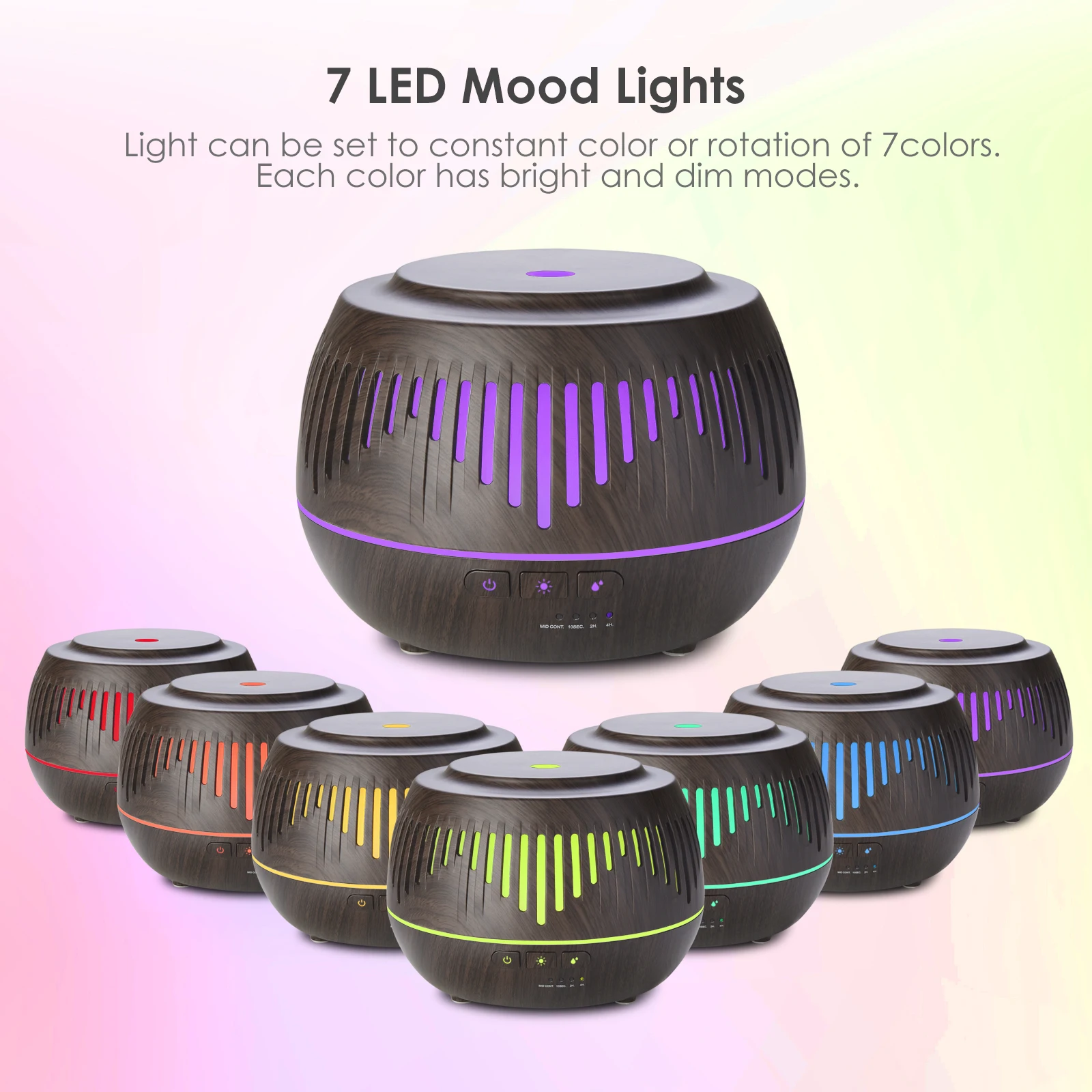 500ML Home Aromatherapy Essential Oil Diffuser with Colorful LED Lamp Remote Control Electric Aroma Air Humidifier Diffuser