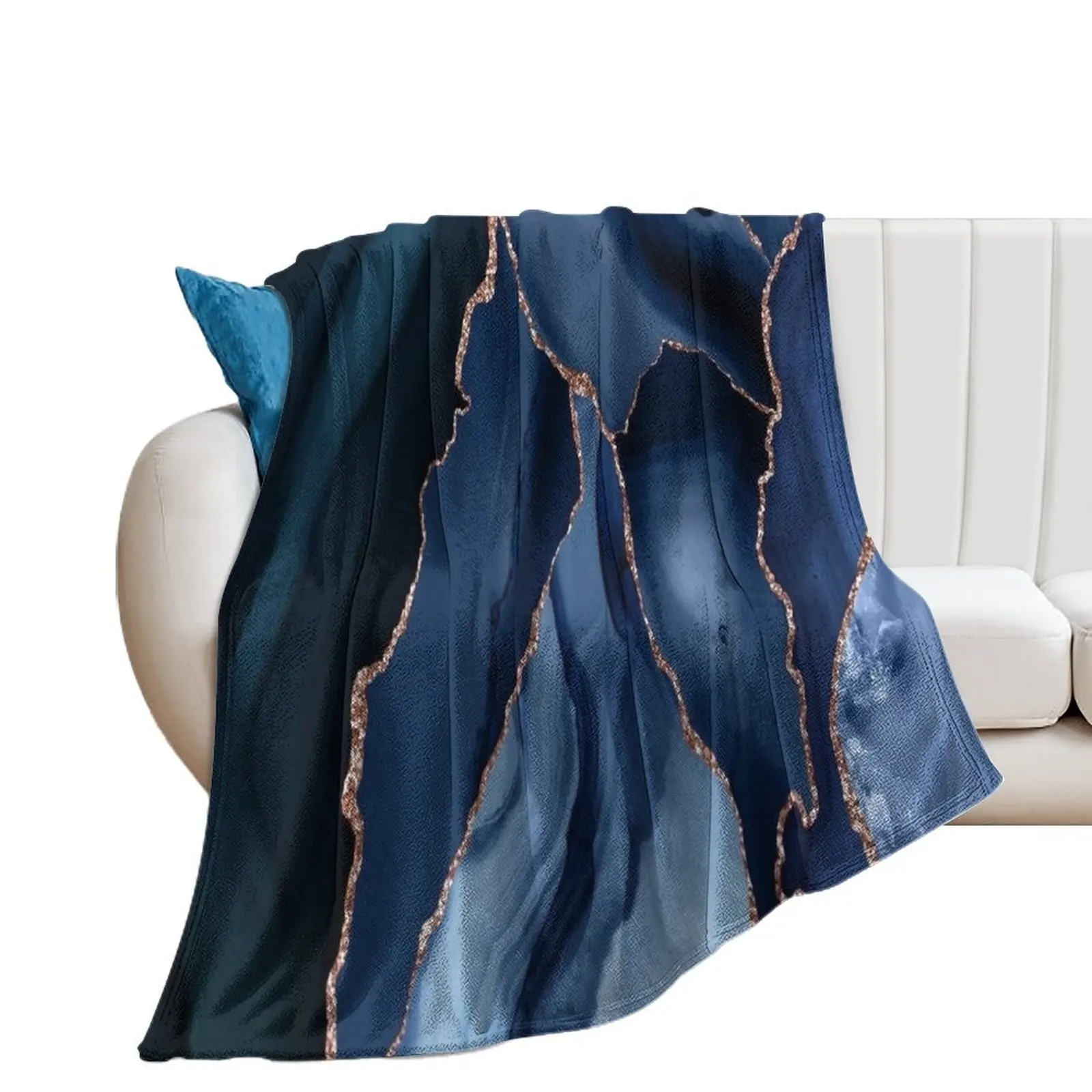 

Luxurious Navy and Deep Blue and Rose Gold Shimmer Throw Blanket Furrys Luxury Throw anime Weighted Blankets