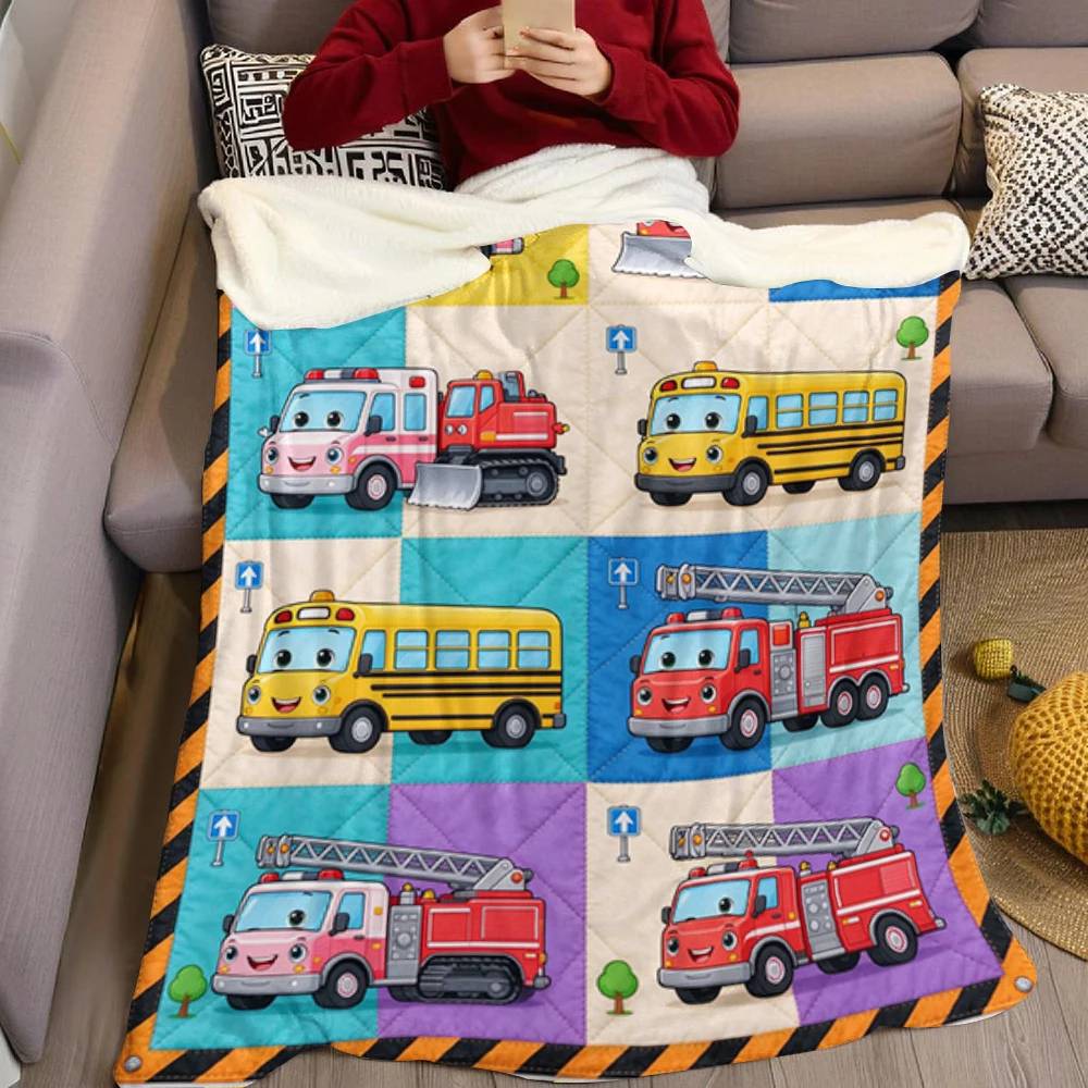 Ambulance Plow Police Tow Flannel Blanket Perfect for Sofa Office Bed Travel Sleep Read Relax Camping Four Season Use
