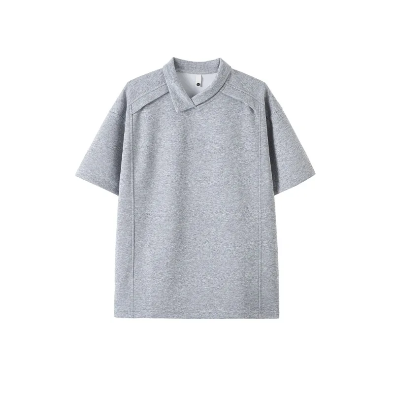 

Irregular Polo Collar T Shirt 2025 Summer Short Sleeve Men's Classic Plain T-shirt Casual Lapel Tee Tops