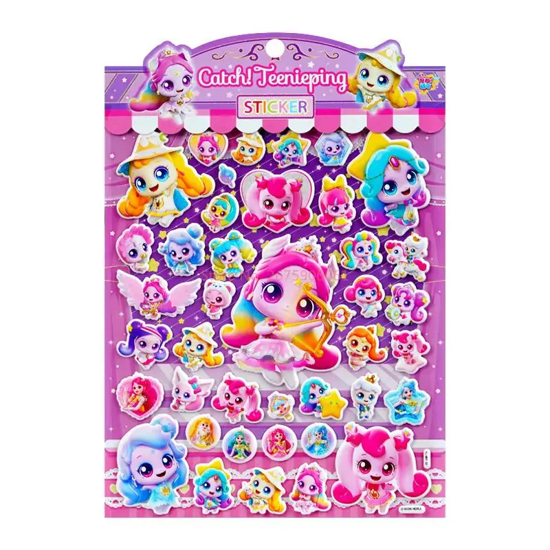 Official Catch Teenieping 3d Puffy Stickers Cartoon Girl Characters Phone Case Decoration Kids Girls Toddler Reward Reusable Toy view 6