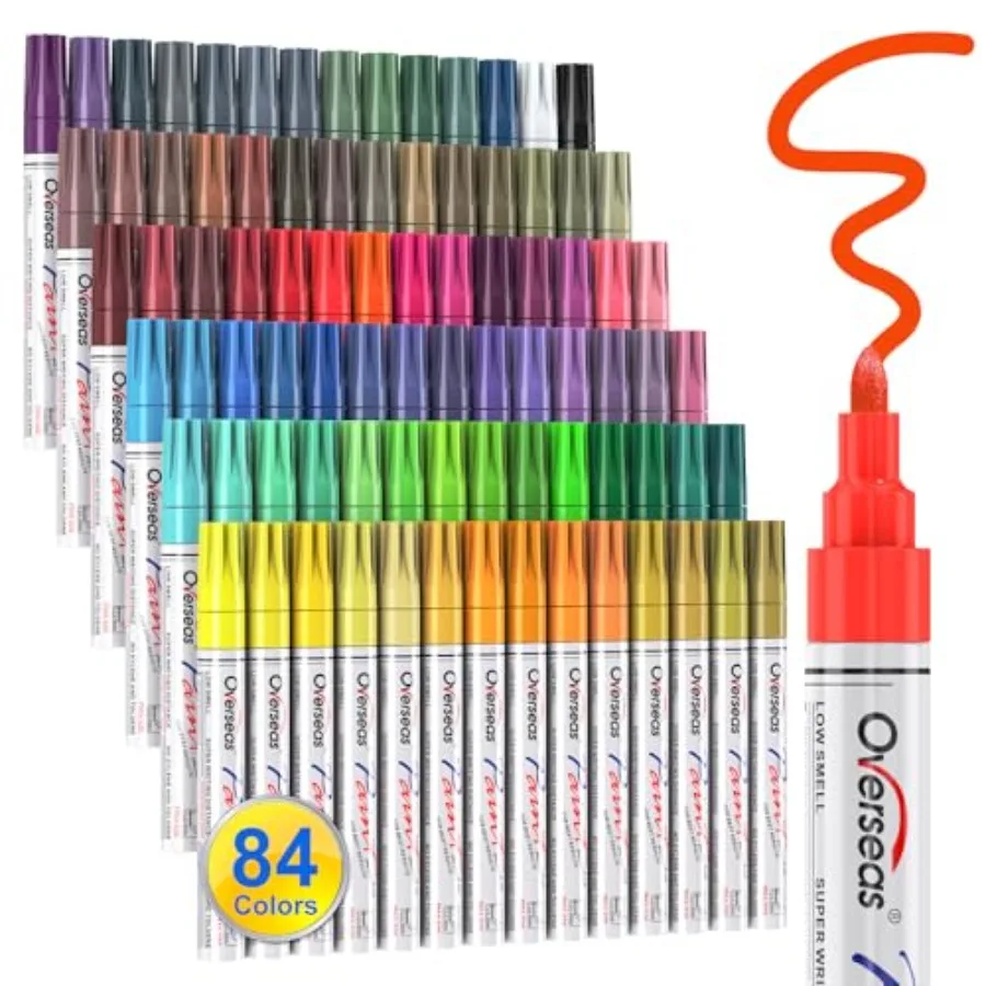 

84 Colors Paint Pens Oil Based Permanent Markers - Multicolor Quick Drying Waterproof Fade Resistant Medium Tip Paint Markers f