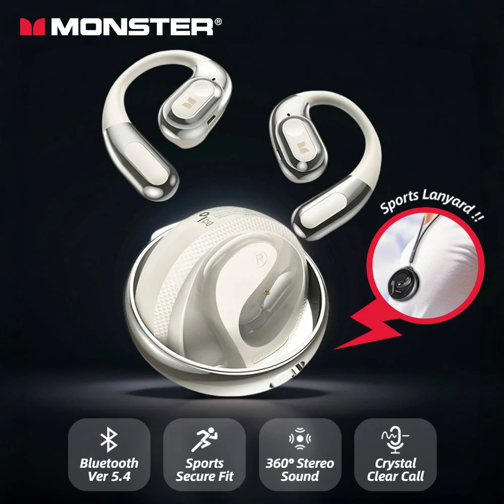 Monster AC330 OWS Bluetooth 5.4 Headphone ENC Call Noise Cancelling Ture Wireless Earphones 360° Surround Sounds Sports Headset