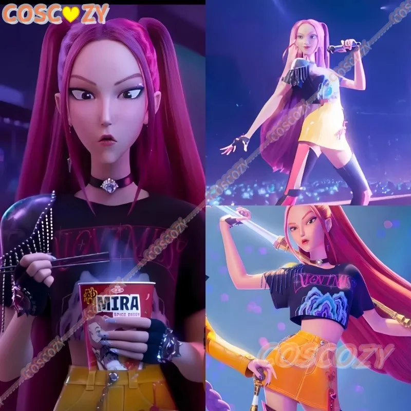 Anime kpop demônio zoey caçadores cosplay rumi superstar mira cosplay peruca menina grupo peruca feminina festa de halloween roleplay adereços