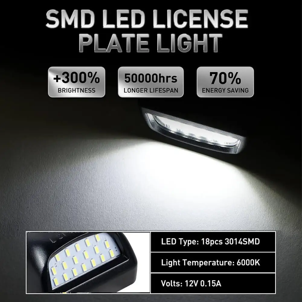 Conjunto de lámpara de placa de matrícula LED, para Chevy Silverado 1500, 2500, 3500, Suburban, Tahoe, GMC, Sierra, Yukon XL, Escalade, 2 uds.