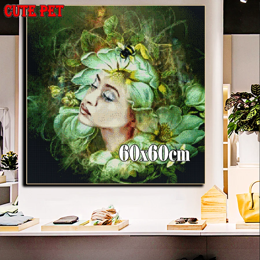 Fantasy Fruit Flower Girl 5D Diamond Painting Full Square New Arrival Woman Diamond Embroidery Sale Flower Mosaic Sale Wall Art