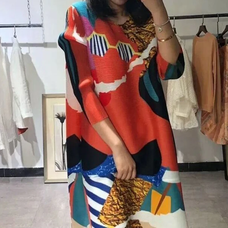 2023 Spring New Colored Round Neck Long Sleeve Casual Loose Size Women's Dress  long dress  LOOSE