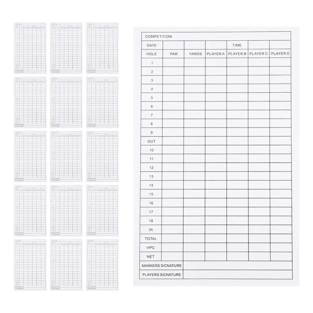 40Pcs Golf Scorecards Elegant Coated Paper Score Sheets Weather Resistant Sweatproof for Golfers Tournament Play Casual Game