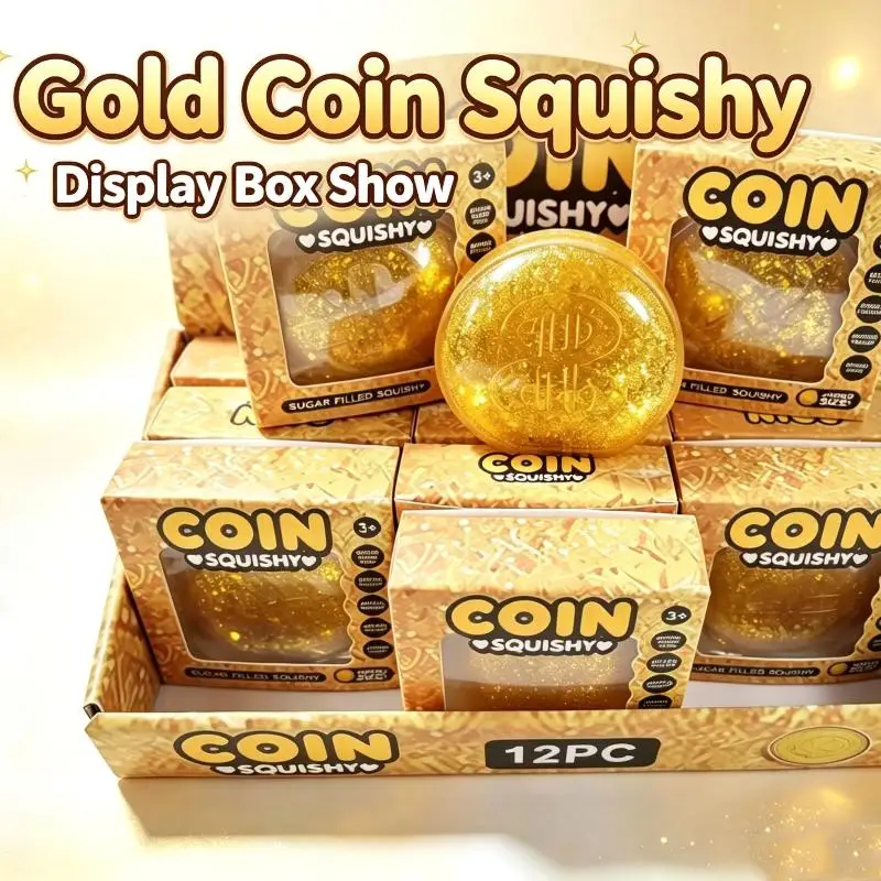 Simulation Gold Coin Squeeze Toy Slow Rising Fidget Toy Glitter Stress Relief Squeeze Toy For Adult Kids Party Gift Decoration