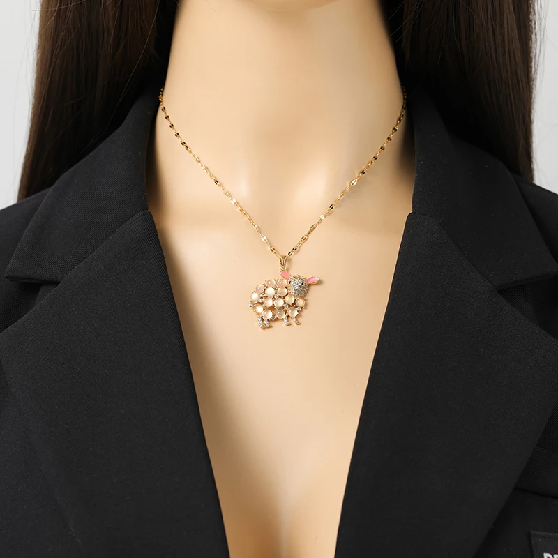 EILIECK 316L Edelstahl Halskette mit Weißem Zirkon-Blumenanhänger für Damen, Modische Drehbare Halskette, Wasserdichter Schmuck als Geschenk – Detail 6