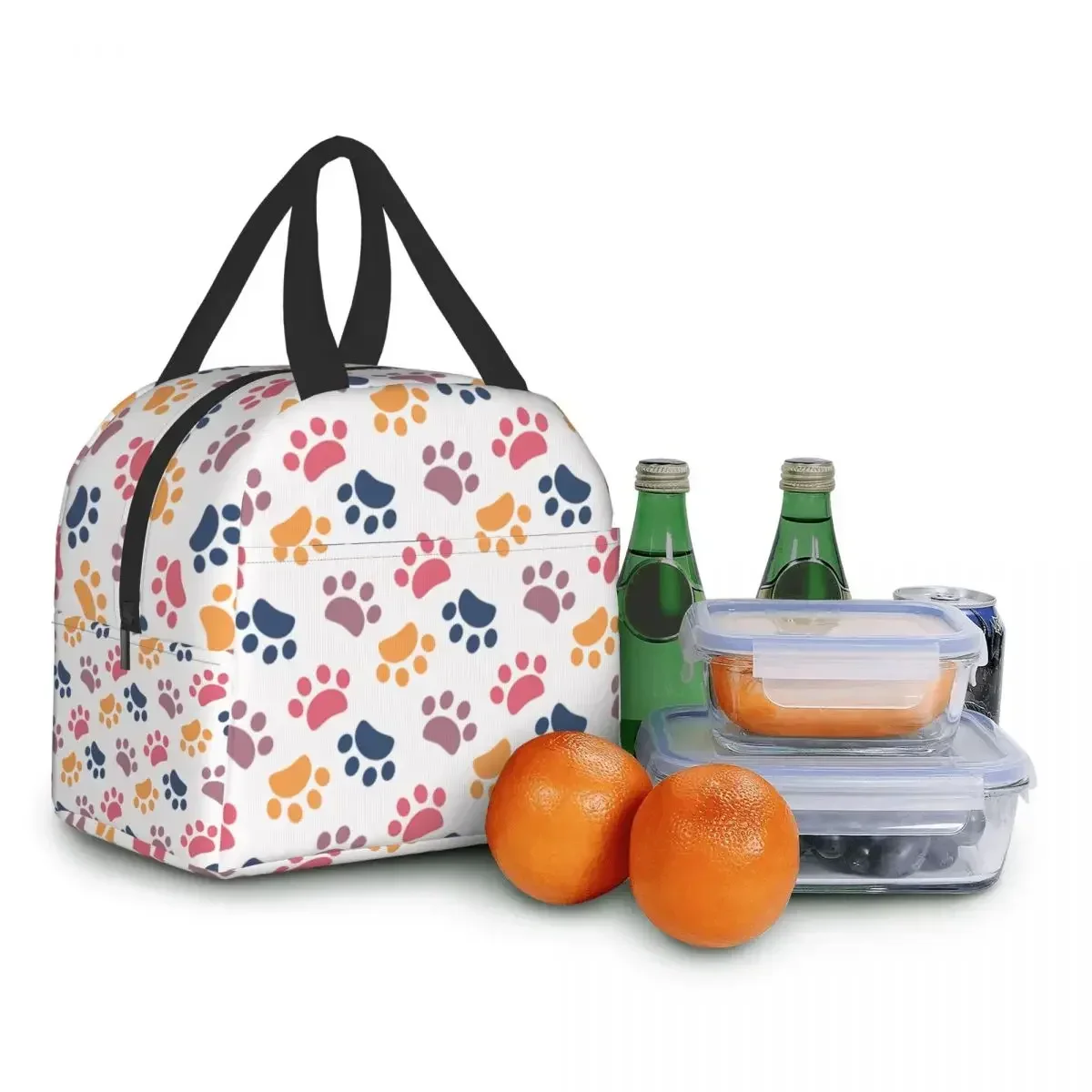 

Pet Paw Pattern Animal Imprint Insulated Lunch Bag for School Office Dog Footprint Gift Picnic Thermal Cooler Lunch Box Women