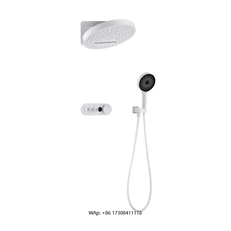 

Light Emitting Diode Digital Display Full Constant Rain Shower System Polished Brass Shower Faucet Set Chrome Rain Shower Set