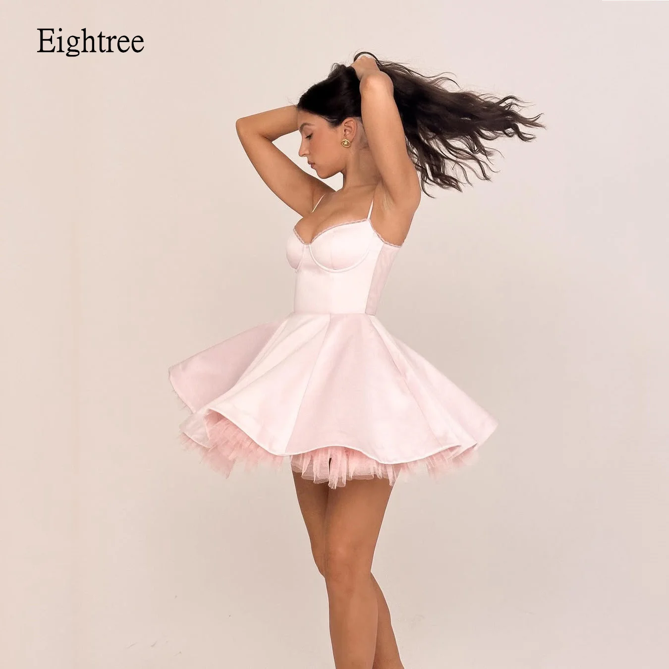 

Eightree Peach Pink A-line Formal Prom Gowns Sweetheart Neck Evening Dress Mini Women Party Dresses vestidos de gala Customized